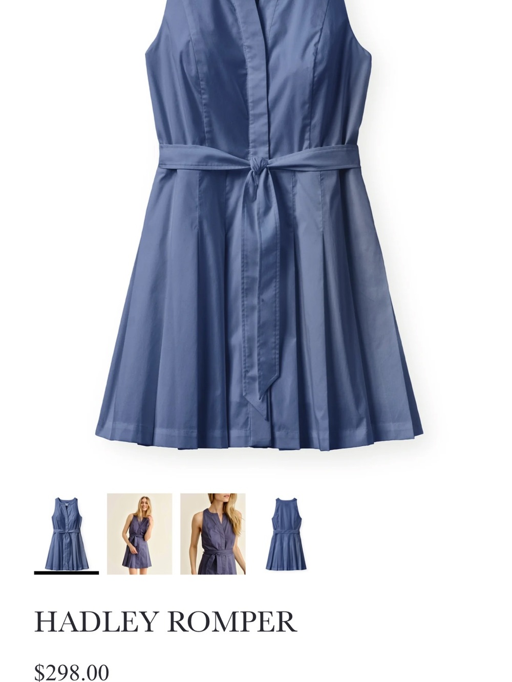 Sleeveless Hadley Romper with Waist Tie